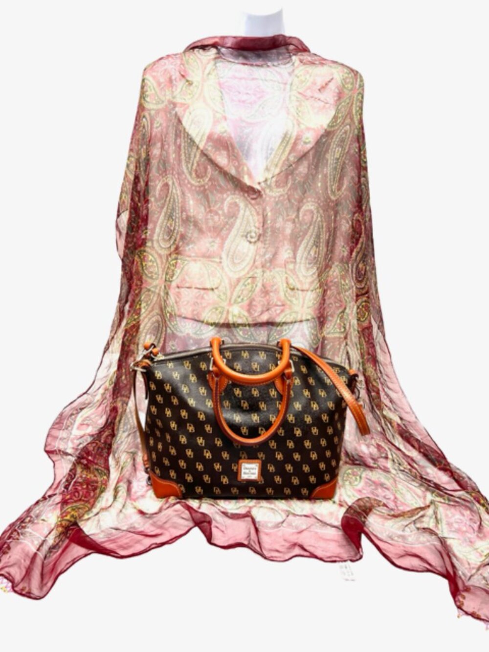 Dooney Bourke Dark Brown T’Moro DB Blakely Gretta Satchel Large Bag +Scarf(1) - Picture 11 of 16